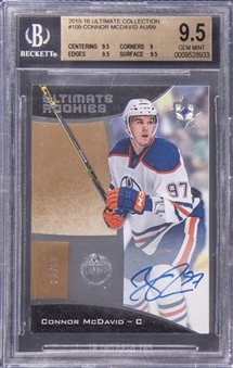 2015-16 Upper Deck Ultimate Collection #109 Connor McDavid Signed Rookie Card (#33/99) - BGS GEM MINT 9.5/BGS 10
